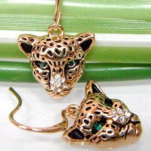 18k Gold Plated Cheetah Head Earrings